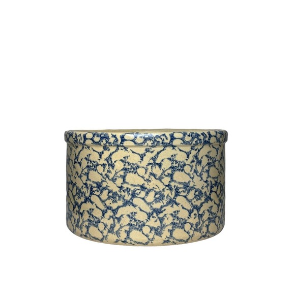 Robinson Ransbottom Low Jar 2 QT Blue Sponge Roseville Ohio Crock - Picture 3 of 7